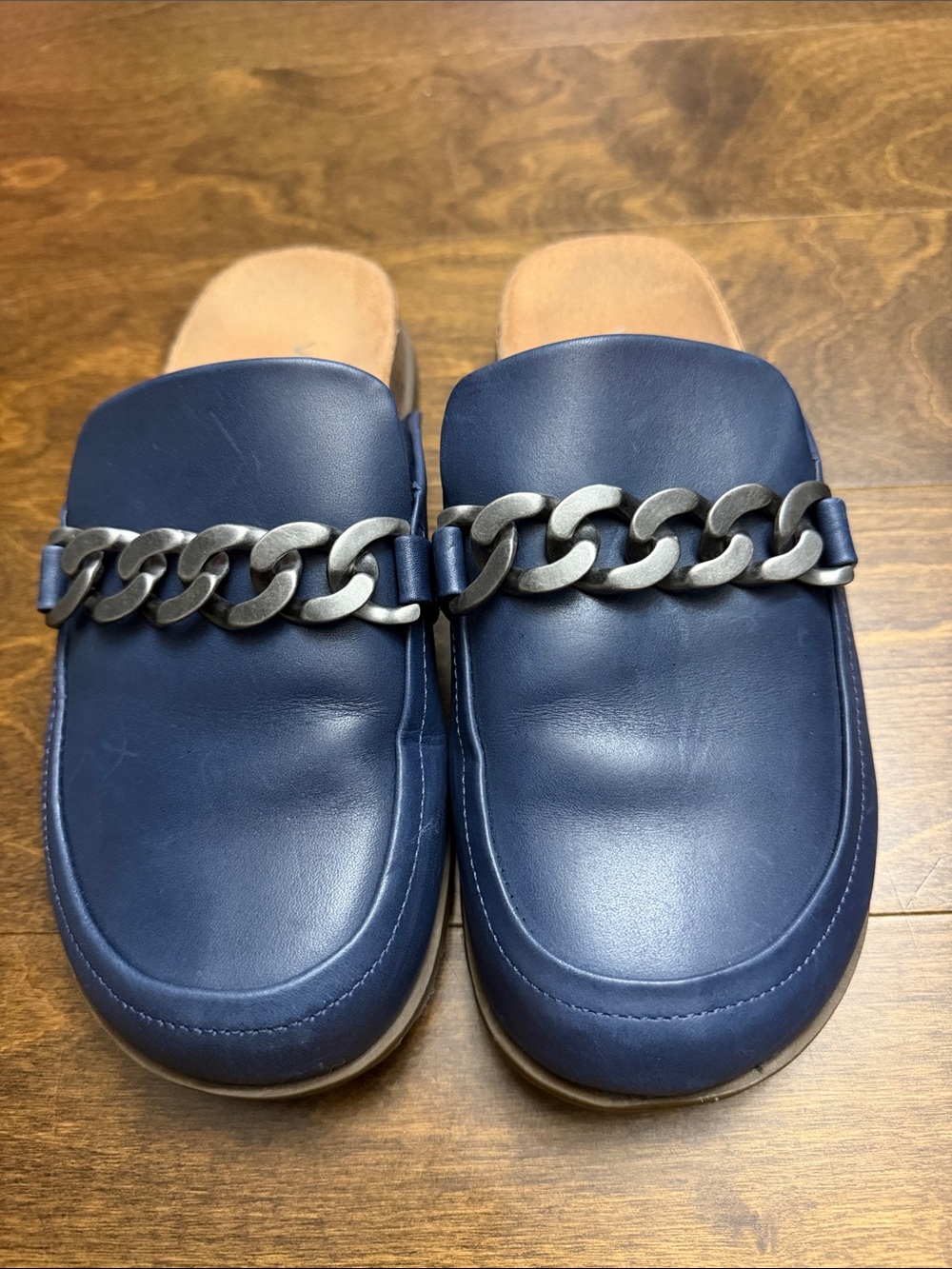 Vionic Navy Blue Chain-Trim Mules